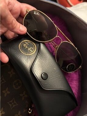 Ray-Ban Gold Frame Sunglasses with Dark Lenses (listing is reserved) DO NOT BUY